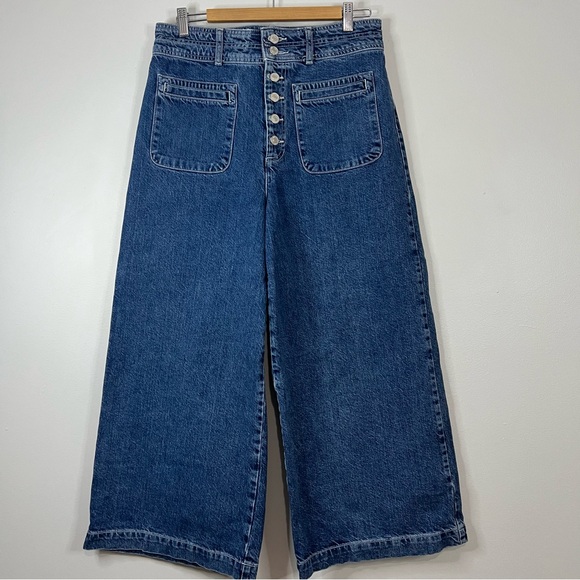 Free People Colette indigo Blue Flare Wide-Leg Jeans size 31 - Picture 2 of 11